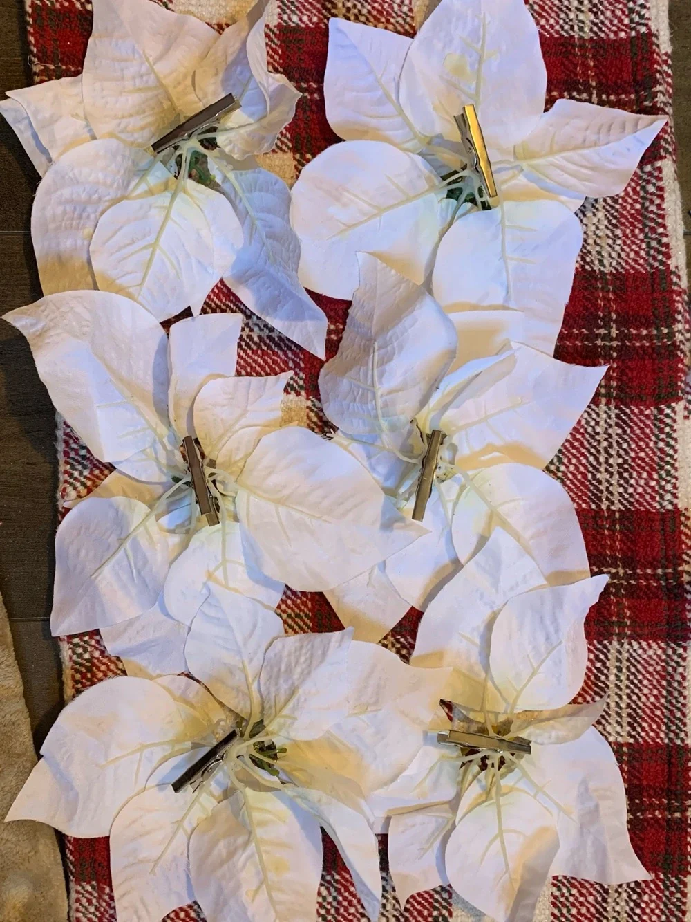 White Poinsettia Garland Flowers for Holiday Décor